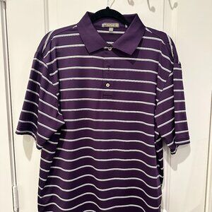 Peter Millar Purple Striped Golf Polo